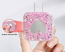 Чохол кейс для блока ЗП iPhone iPad 18/20W + захист кабелю Блискітки Heart Pink (5 в 1), фото 6