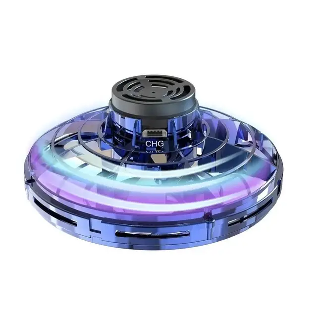 Летающий спиннер левитирующий диск UFO бумеранг светящийся с LED подсветкой Синий GS-7495 - фото 2 - id-p2036535593