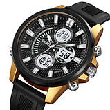 Чоловічий кварцовий цифровий годинник Skmei 2235BKGDWT Black-Gold-White, фото 2