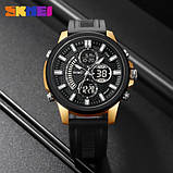 Кварцовий чоловічий цифровий годинник Skmei 2235BKGDBK Black-Gold-Black, фото 3