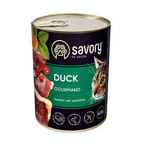 Консервований вологий корм для вибагливих котів Savory Cat Adult Duck зі смаком качки 400гр
