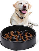 Миска EcoToys для медленного кормления собак черная 20х19х5 см