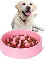 Миска EcoToys для медленного кормления собак розовая 20х19х5 см