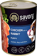 Консервированый корм для щенков всех пород Savory Dog с курицей и кроликом 400гр