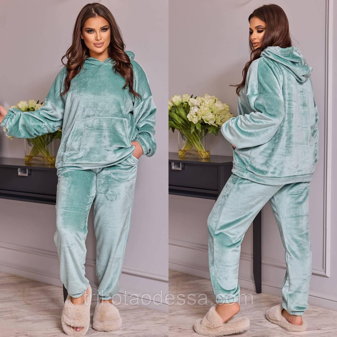 Піжама жіноча з капюшоном 41804дг 42-48, фото 1