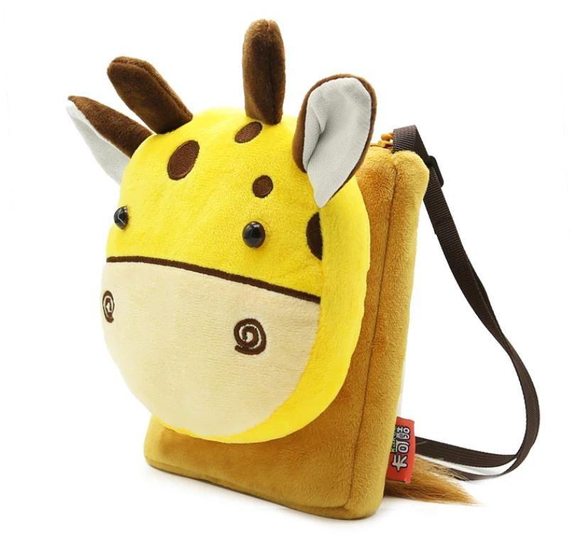 Дитяча сумка жовта через плече сумочка міні "Жираф" велюр крос боді для малюків унісекс для телефону