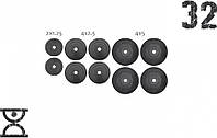 Набор 32 кг (4x5, 4х2.5, 2x1.25) дисков, покрытых пластиком (31 мм)
