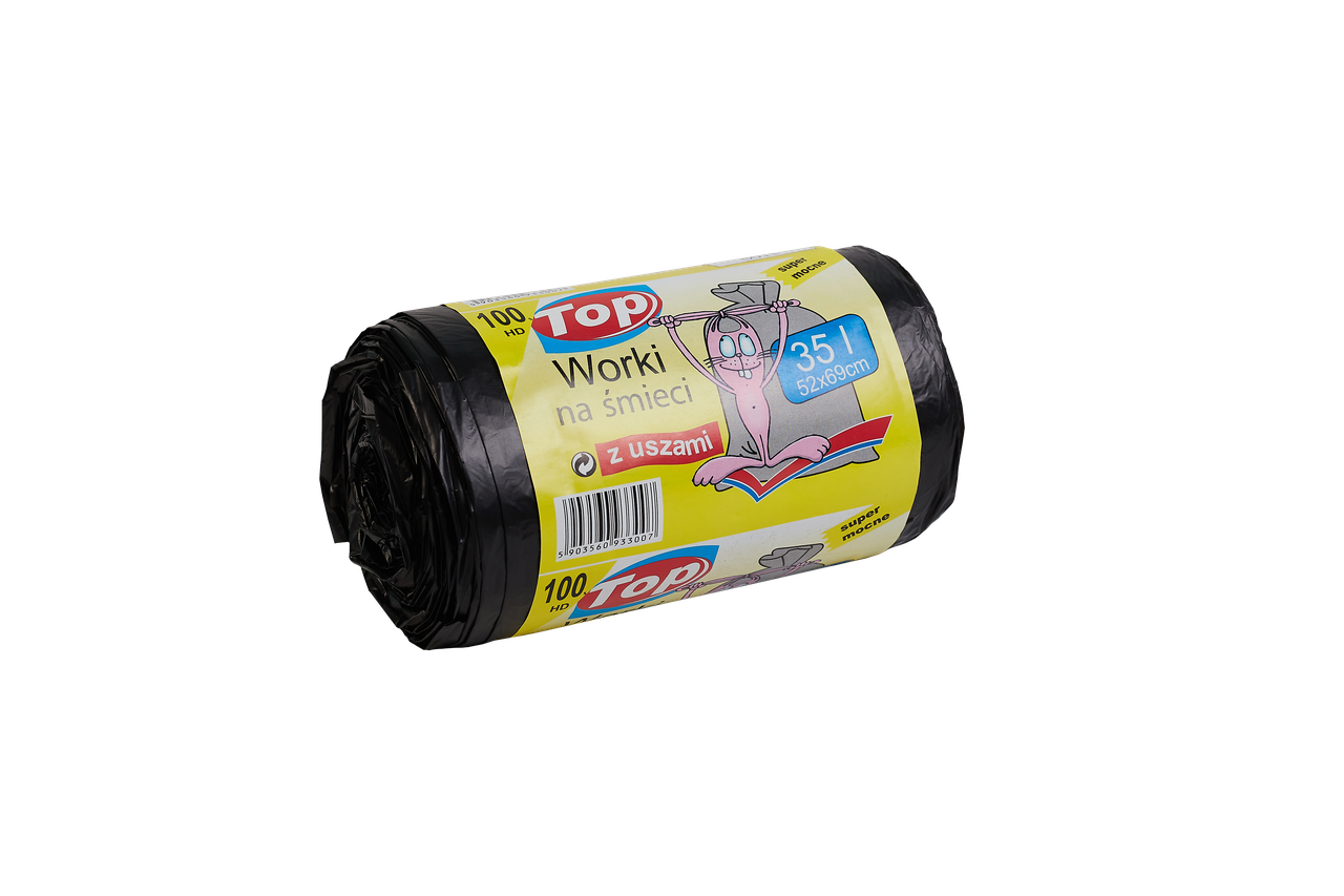 Пакет для сміття з вухами Toppack 35л 52х69см 100HD 67шт. чорний
