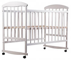 Дитяче ліжечко дерев'яне біле з бортиком що опускається 120*60