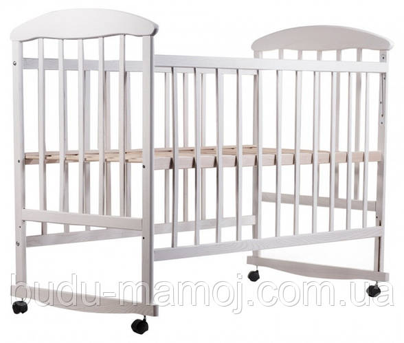 Детская кроватка деревянная белая с опускаемым бортиком 120*60 (ID ...
