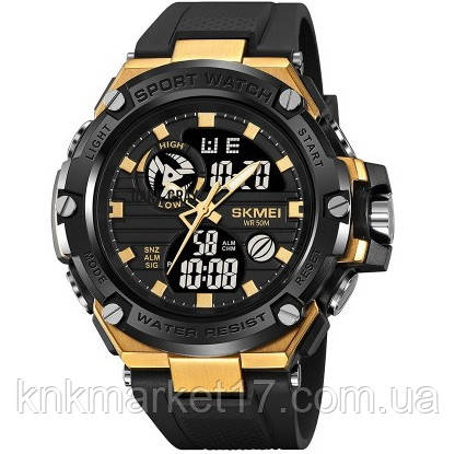 Чоловічий кварцовий цифровий годинник Skmei 2119BKGD Black - Gold, фото 1