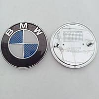 Емблема BMW 82 мм синій карбон