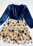 Святкова сукня ,,ЗІРОНЬКА,, на дівчинку, на зріст 110, 116, 122, колір синій з золотом