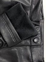 Теплые женские кожаные штаны лосины с карманами на меху "Kors"