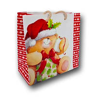 Пакет новорічний паперовий подарунковий розмір 16х16х8 NGЧ-002 12 шт/уп.  пакет під подарунки новорічна упаковка