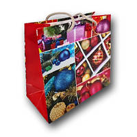 Папір подарункові новорічні пакети розмір 16х16х8 NGЧ-001 12 шт/уп. новорічна упаковка