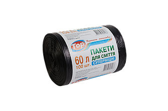 Пакет для сміття Toppack супер міцні 60л 100шт 60х70см  чорні