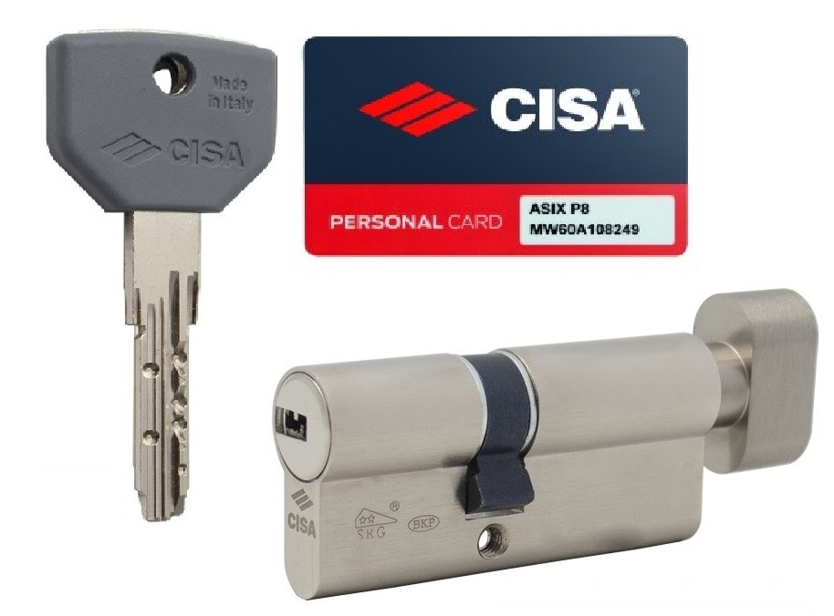 Циліндровий механізм CISA ASIX Р8 70мм (35*35Т) з вертушкою нікель матовий