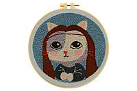 Набор для ковровой вышивки "Кошка", KT-92809, 20 см (с пяльцами)