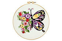 Набір для вишивання гладдю "Метелик у квітах", КТ-2210022, 20 см (з п'яльцями)