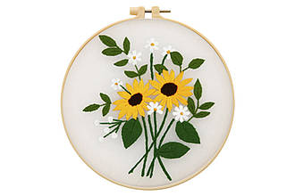 Набір для вишивання гладдю на органзі "Квіти", КТ-2203015, 15 см (з п'яльцями)