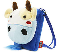 Детская сумка синяя через плечо сумочка мини "Коровка" велюр кросс боди для малышей унисекс для телефона