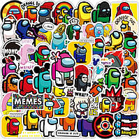 Стікерпак вінілові наліпки дитячі AMONG US Амонг ас стікери 50 шт
