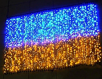 Новогодние гирлянды для украшения дома Флаг Украины 2*2м 160 LED DL жовто-синяСветодиодная гирлянда штора мал