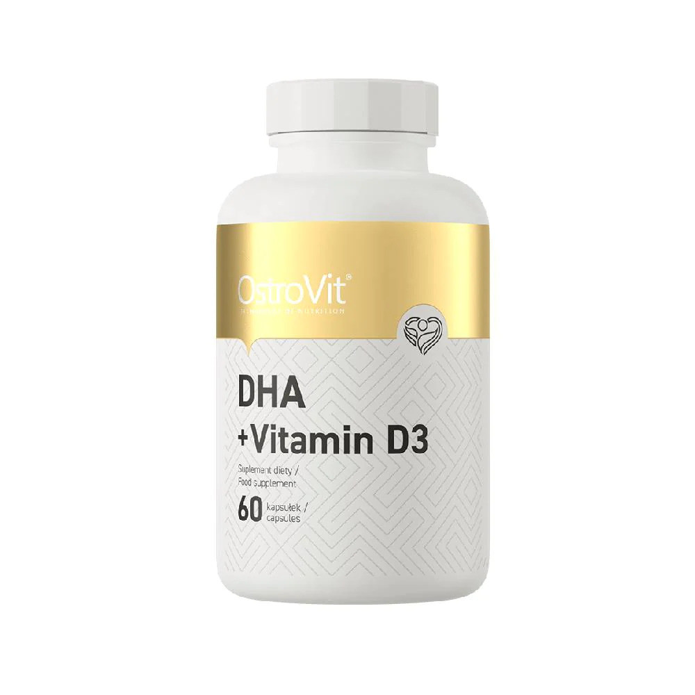 Докозагексаєнова кислота (DHA) + Вітамін D3 Ostrovit DHA + Vitamin D3 60 caps, фото 1