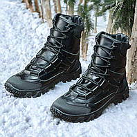 Мужские тактические берцы зимние на меху чёрные, военные ботинки зима, армейская обувь на зиму для всу