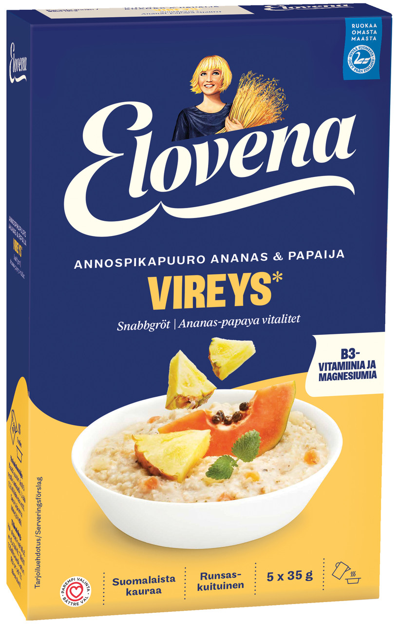 Вівсяна каша ELOVENA ананас і папая 175 г, (9 шт./ящ)