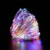 Гірлянда світлодіодна нитка на батарейках + USB "Роса" 100 Led,10 метрів, різнокольорове світло, фото 3