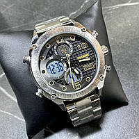 Стальные наручные часы мужские с символикой Украины Patriot, Металлические мужские часы с браслетом подсветка