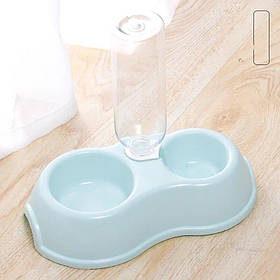 Подвійна миска для тварин із кріпленням для пляшки з водою 28*6см