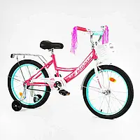 Велосипед детский 20" дюймов 2-х колесный "CORSO" MAXIS CL-20652 корзина, украшения, ручной тормоз,