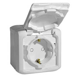 Forix зовнішня розетка з кришкою зі шторками IP44 16А біла, Legrand, 782373