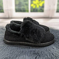 Тапочки чуні жіночі теплі чорні з хутряним опушенням Progress 2874-4, фото 2