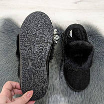 Тапочки чуні жіночі теплі чорні з хутряним опушенням Progress 2874-4, фото 4