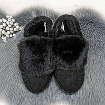 Тапочки чуні жіночі теплі чорні з хутряним опушенням Progress 2874-4, фото 5