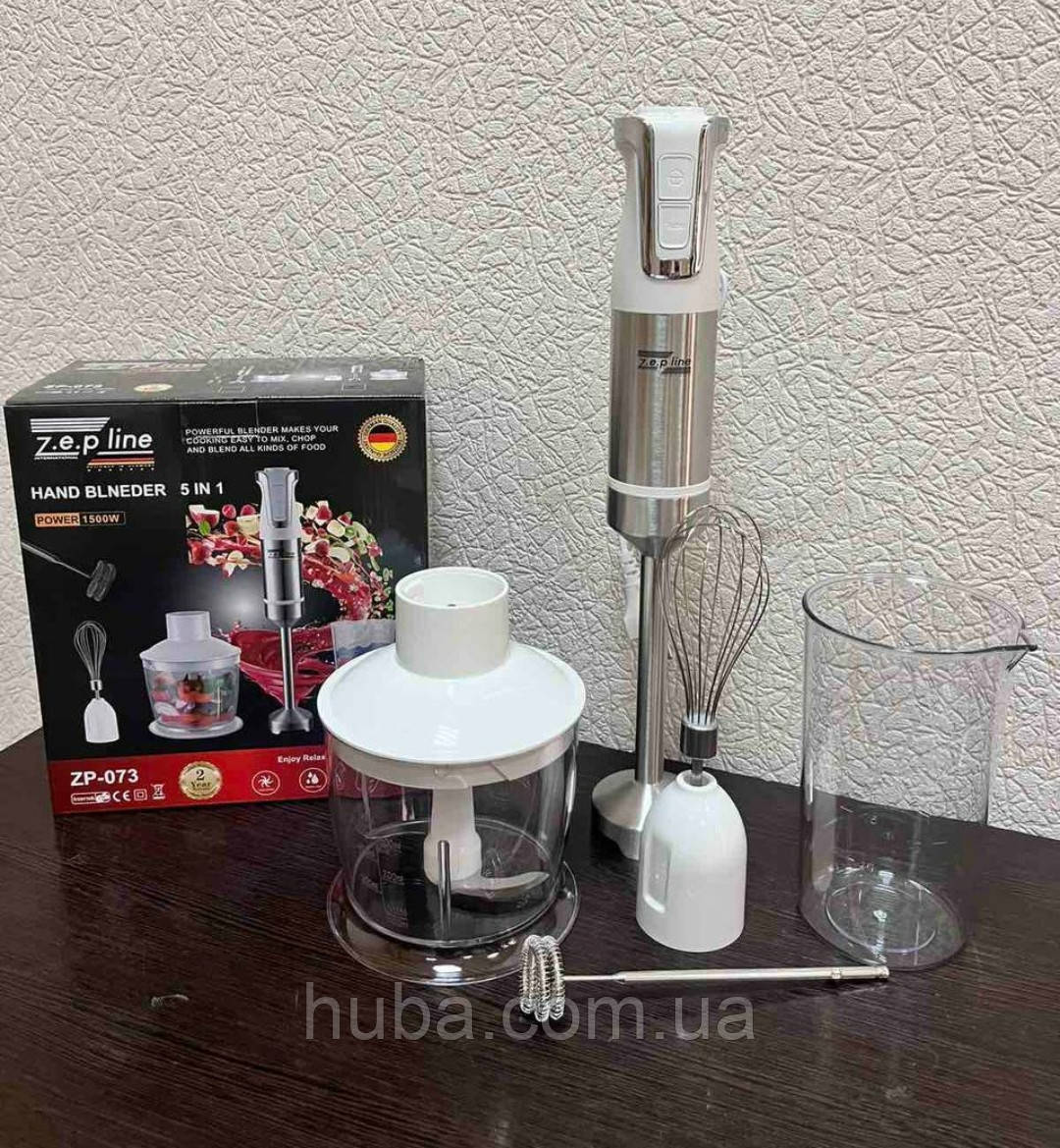 Заглибний блендер 5 в 1 Zepline ZP -073.Мощий Заглибний блендер 1500w.20 швидкостей +турбо., фото 1