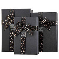 Набор из 3-х подарочных коробок "Подарочная Магия" цвет черный (плотный картон) 23х16х9,5 см