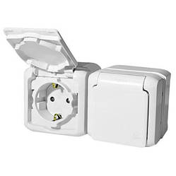 Forix зовнішня розетка 2-а з кришкою зі шторками IP44 16А біла, Legrand, 782374