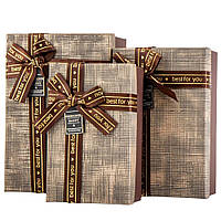 Набор из 3-х подарочных коробок "Дары любви" цвет коричный (плотный картон) 23х16х9,5 см