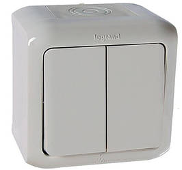 Forix зовнішній вимикач 2-клавішний IP44 10А сірий, Legrand, 782382