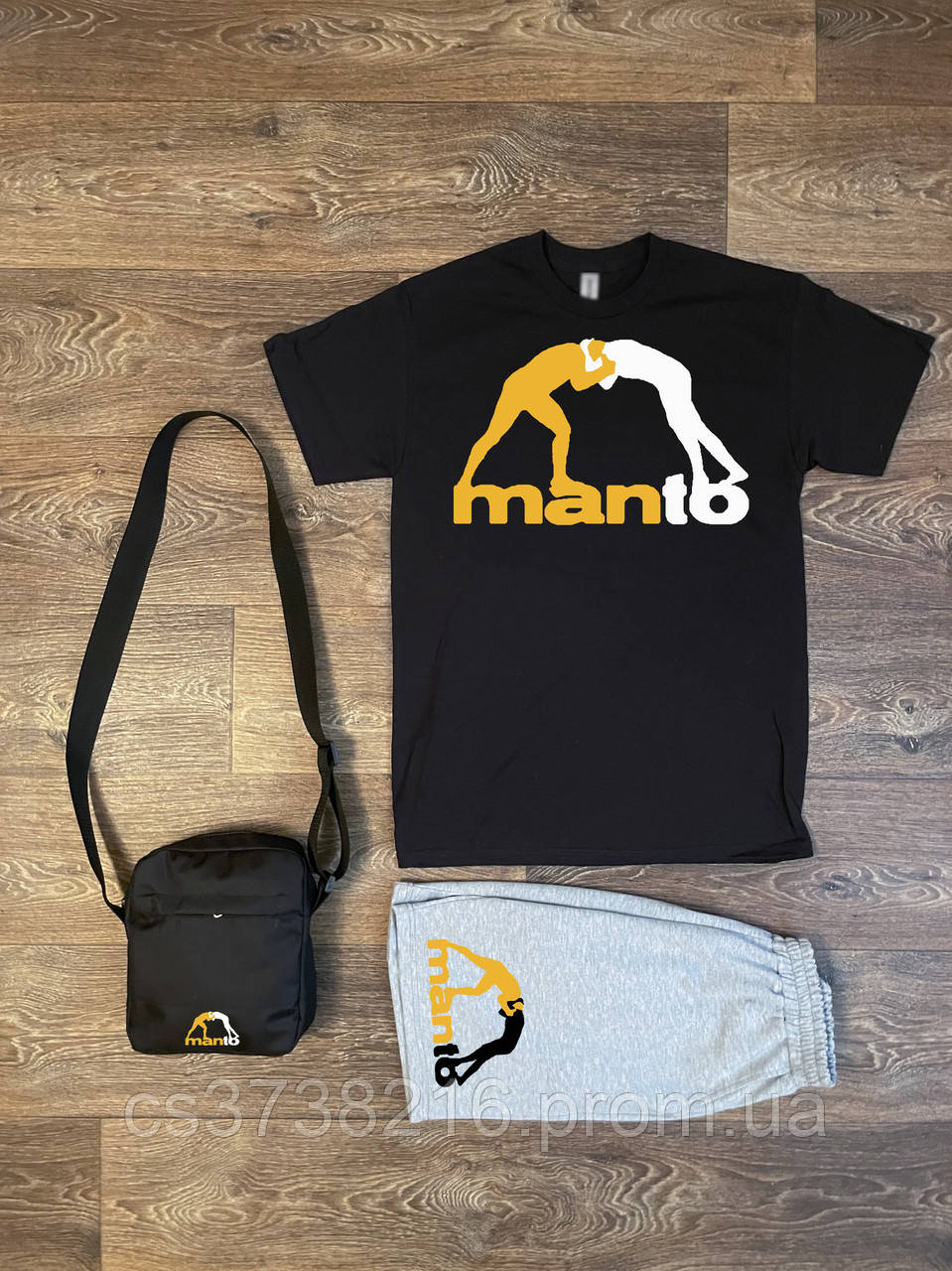 Літній чоловічий комплект шорти барсетка футболка (Манто) Manto, бавовна
