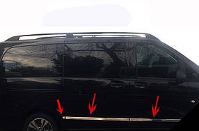 Молдинг дверний (6 частин нержавійка) Коротка/Середня 1 бічні двері для мерседес Vito / V-class W447 2014- рр