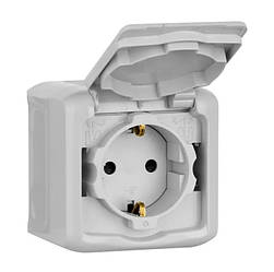 Forix зовнішня розетка з кришкою зі шторками IP44 16А сіра, Legrand, 782393