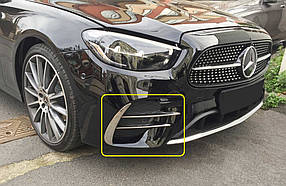 Бокові накладки на передній бампер 2020-2025 (нерж) для мерседес E-сlass W213 рр