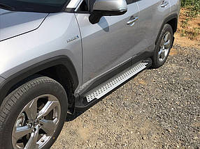 Бокові пороги Allmond Grey (2 шт. алюміній) для Toyota Rav 4 2019- рр