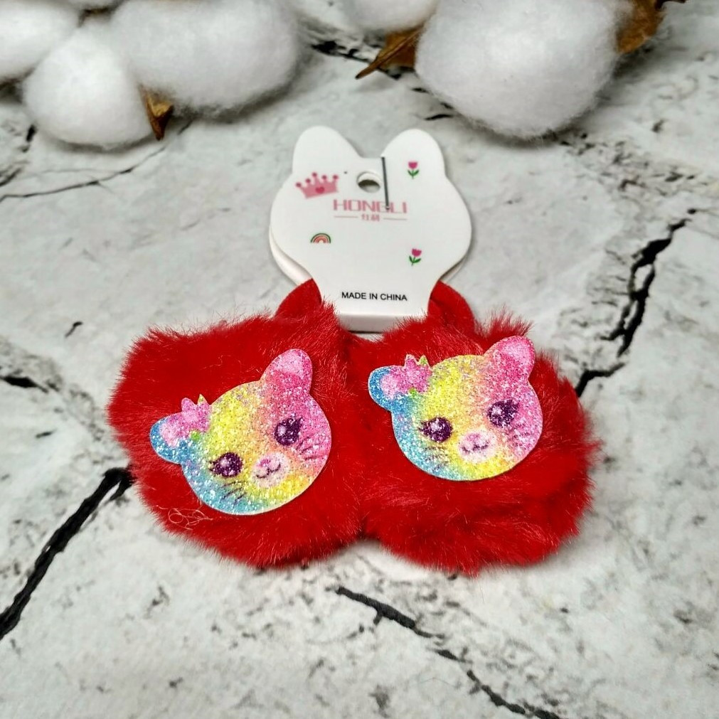 Резинки для волосся дитячі Помпони хутряні Котики BH-27-2-10